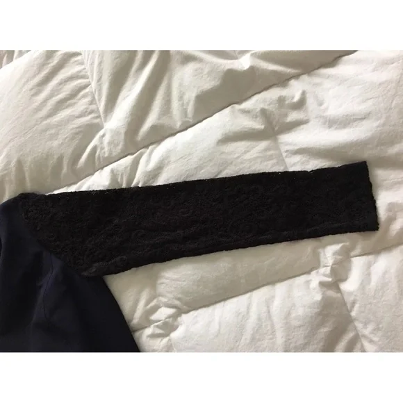 Rebecca Taylor Navy and Black Lace Sleeve Sheath Dress - Picture 6 of 7